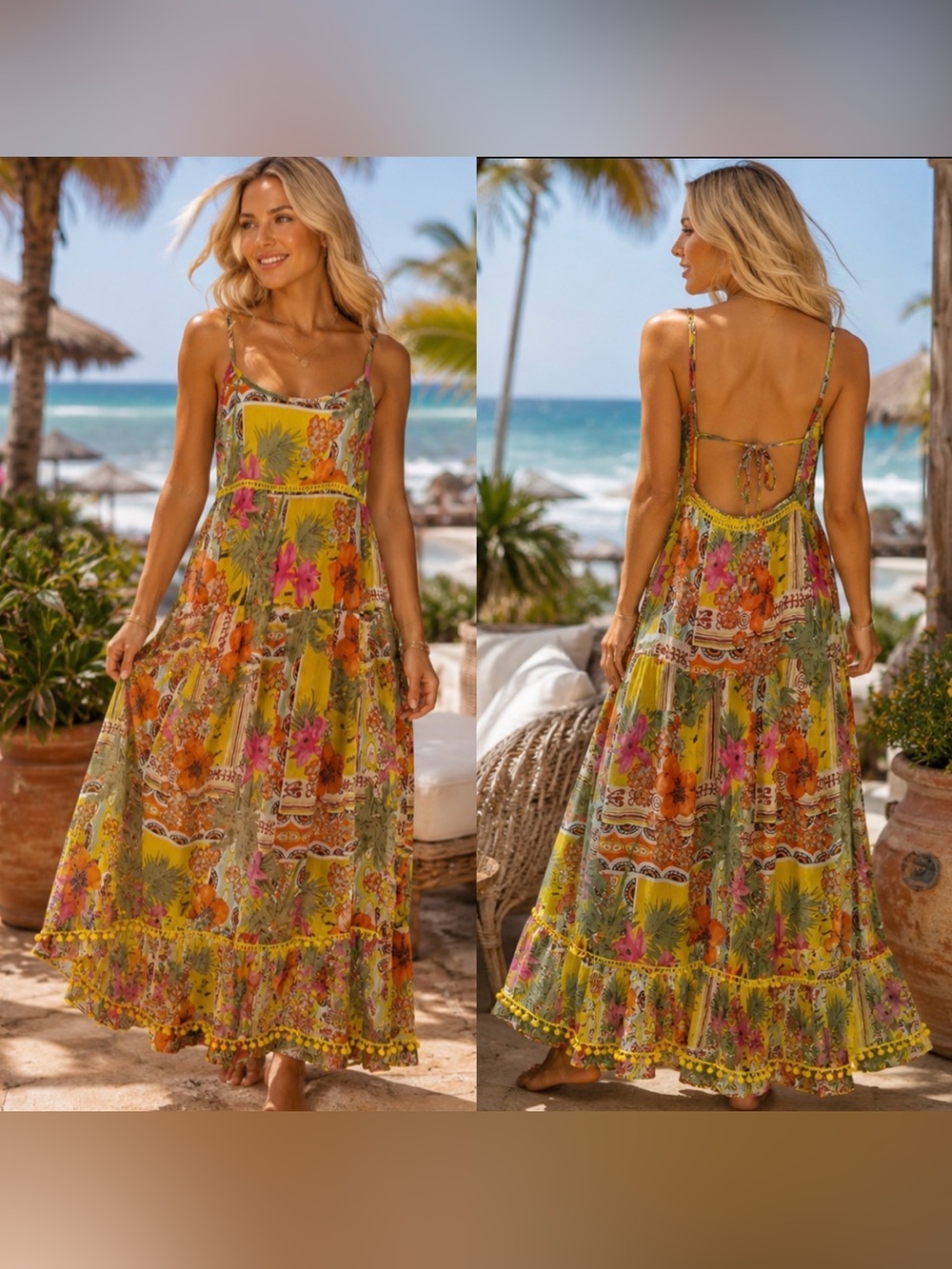America & Beyond Floral Sheer Maxi Beach Cover Up Dress S M Resort Vacation Boho